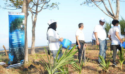 Penanaman Pandan Laut sebagai sebagai bentuk program Pelindo Integration Conservation Center
