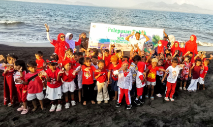 Pelepasliaran Tukik Bersama Siswa Siswi SDN 1 Pakis dan TK Dharmawanita 7