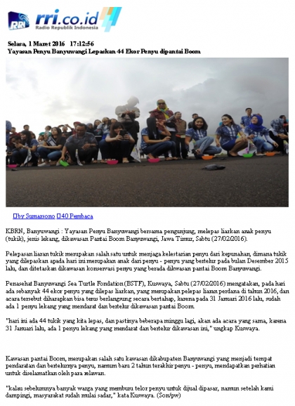 Pelepasliaran Tukik Perdana di Tahun 2016 Bersama Para Pengusaha