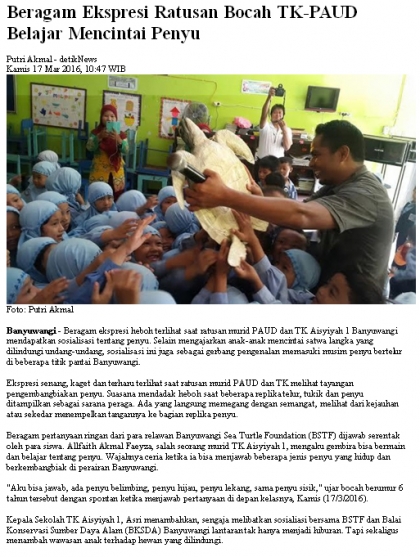 Sosialisasi Kepada Anak Anak PAUD-TK Aisyiyah I