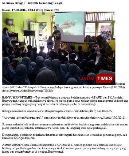 Sosialisasi Kepada Anak Anak PAUD-TK Aisyiyah I