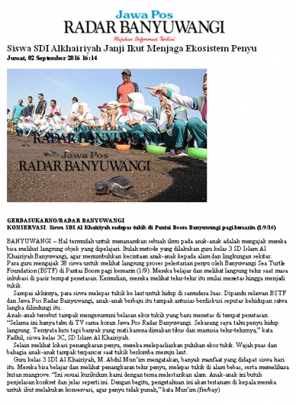 Pelepasliaran Tukik Bersama Siswa SD Al Khairriyah