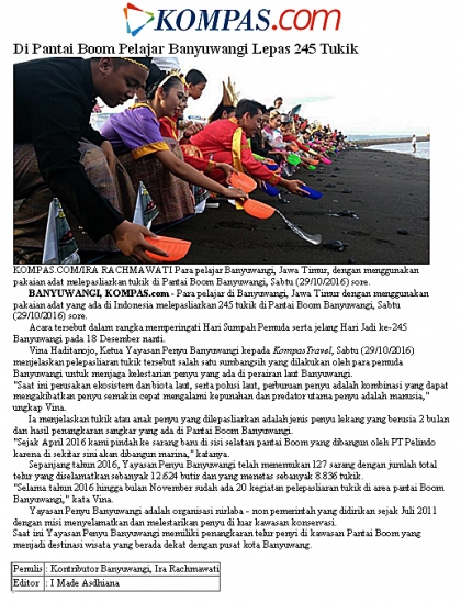 Pelepasliaran Tukik Memperingati Sumpah Pemuda