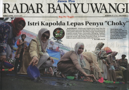 Istri Kapolda Lepas Penyu "Choky" - Radar Banyuwangi