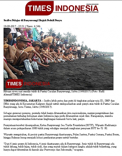 Pelepasliaran Tukik Bersama Pramuka & Masyarakat