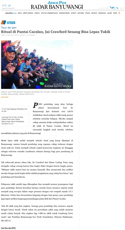 Pelepasliaran Tukik Bersama Tour de Ijen Banyuwangi 2017