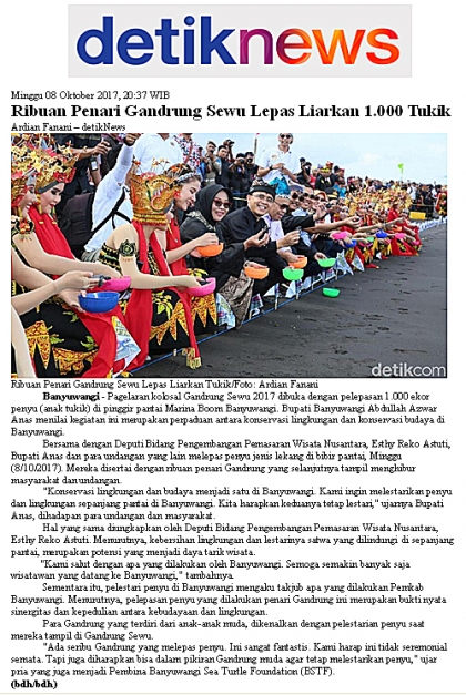 Pelepasliaran Tukik Dalam Event Gandrung Sewu 2017